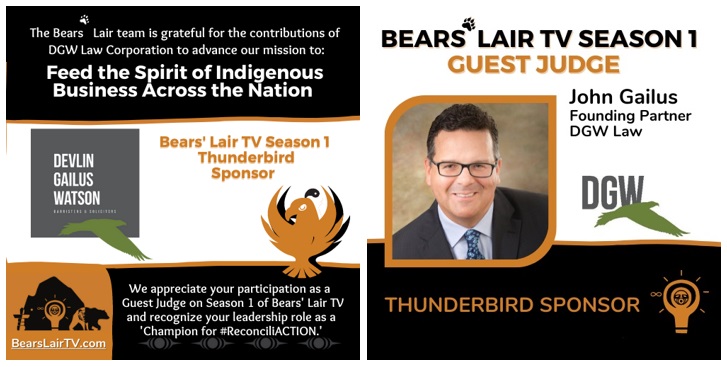 DGW Law is a Thunderbird Level Sponsor for Season One of Bears’ Lair TV